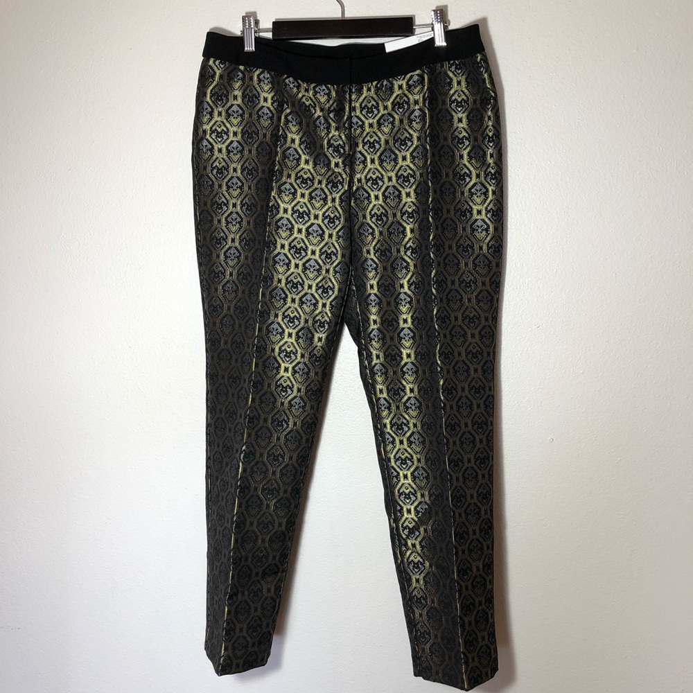 Worthington black/gold jacquard pants - Sz 8